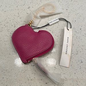 NWT Marc Jacobs Pink Leather Heart Keychain Coin Pouch